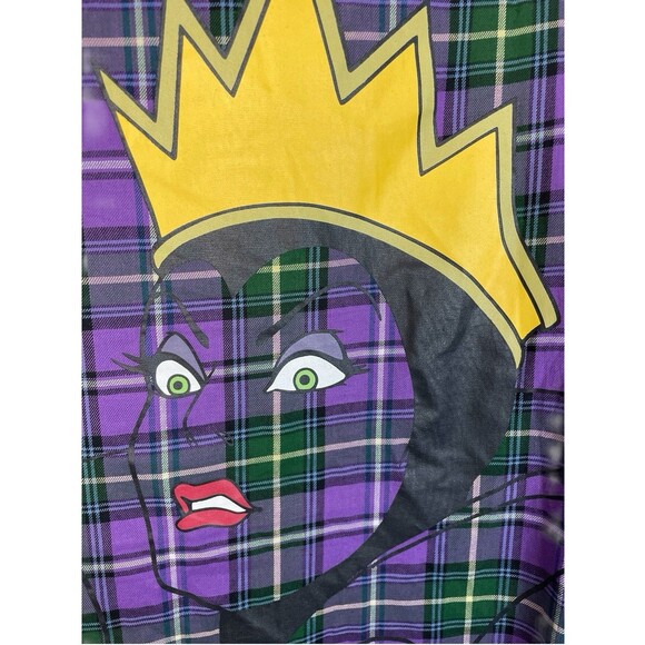 Disney Cakeworthy Snow White Evil Queen Villain Purple Plaid‎ Button Up- size S - Picture 5 of 13